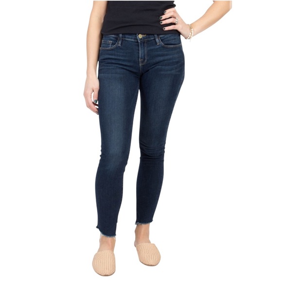 FRAME | Le Skinny de Jeanne, Dark Wash with a Raw Hem, 
Size 27 - Picture 1 of 14